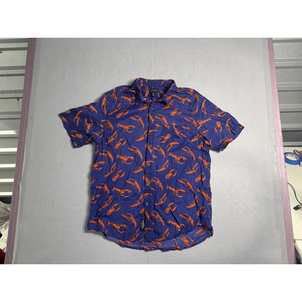 CPO Provisions Lobster Print Short Sleeve Shirt Men's L Blue
